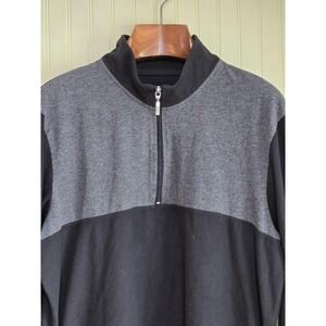 Tommy Bahama Sweater Mens XL Black Gray Quarter Zip Pullover Fleece Casual